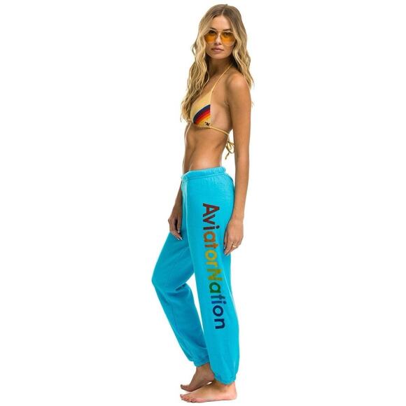 Aviator Nation Pants - Aviator Nation Logo Sweatpants Neon Blue Size XS Aspen Only Worn Once